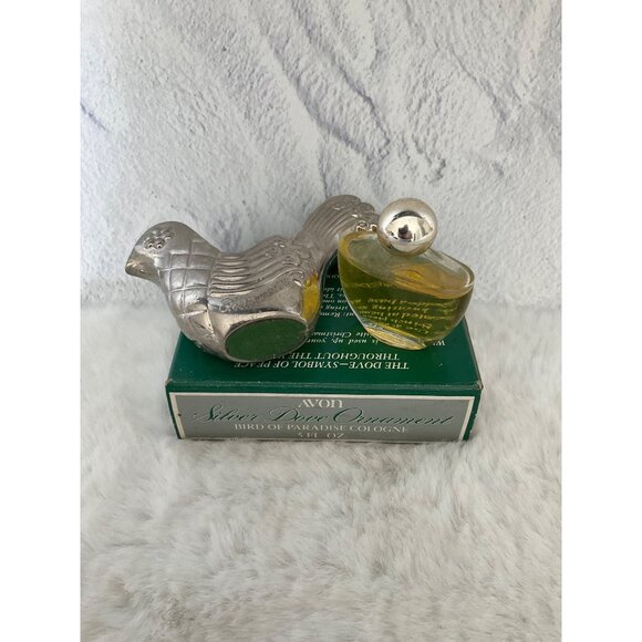 Vintage Avon Silver Dove Ornament Bird Of Paradise Cologne Set 0.5 Oz With Box - Picture 3 of 6